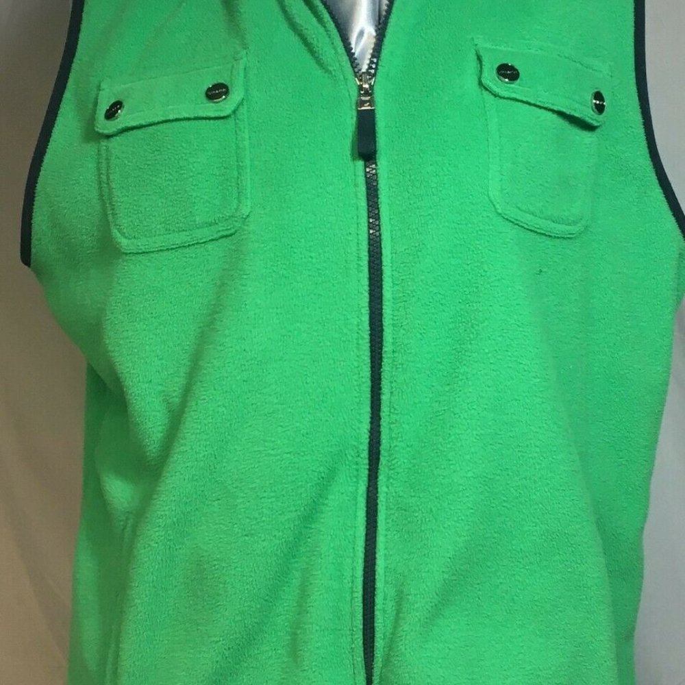 Chaps Women Polar Fleece Vest Zip Sz 2XL Green